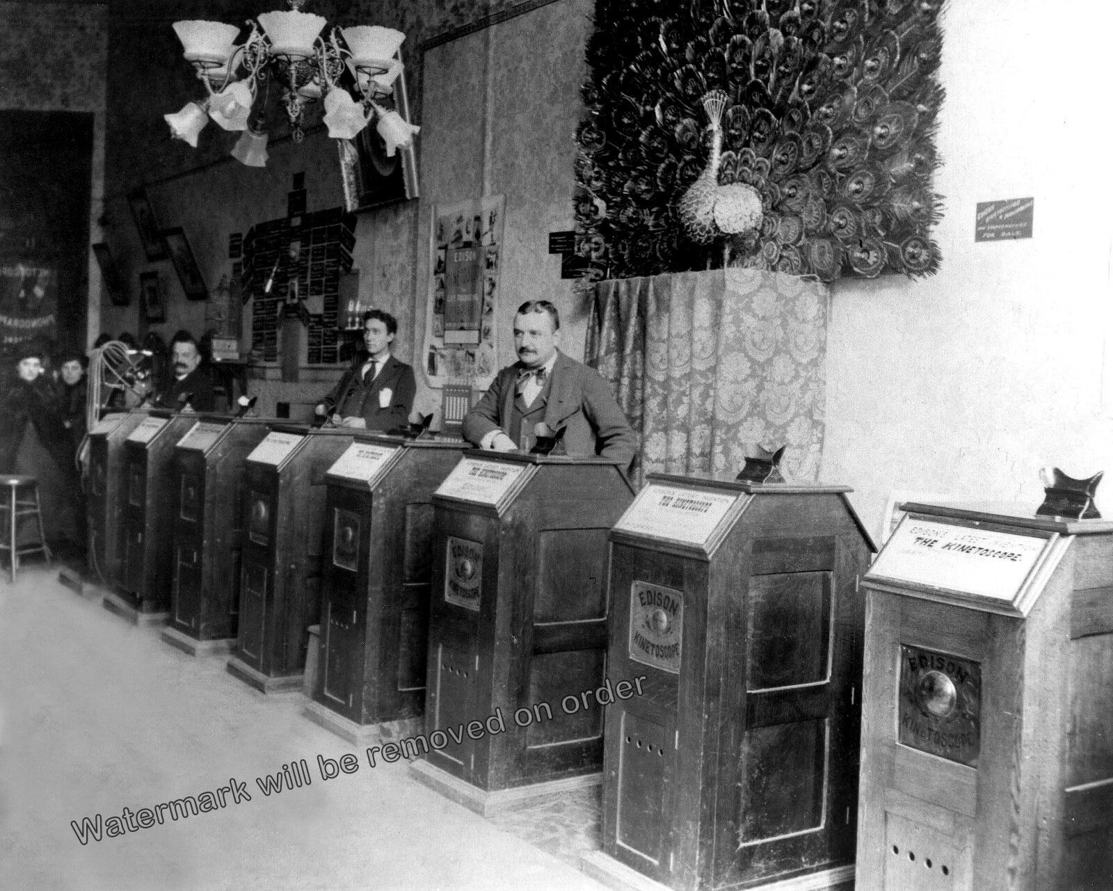 Photograph Thomas Edison Kinetoscope Gramophone Arcade -  Year 1895   8x10