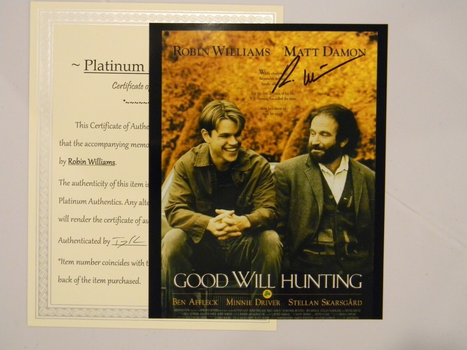 Good Will Hunting Robin Williams signed 8x10 Platinum Authentics COA AUTO RIP