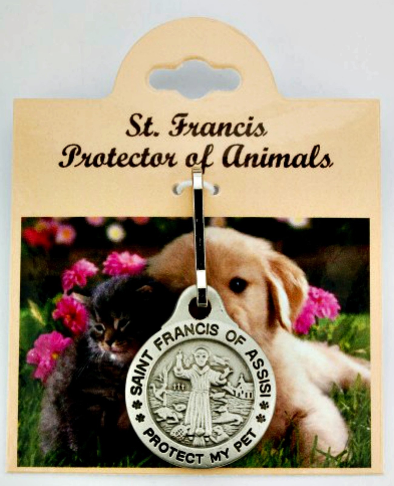 Pewter St. Francis Pet Protection Medal for Med & Large Pets Pewter St. Francis Pet Protection Medal for Med & Large Pets