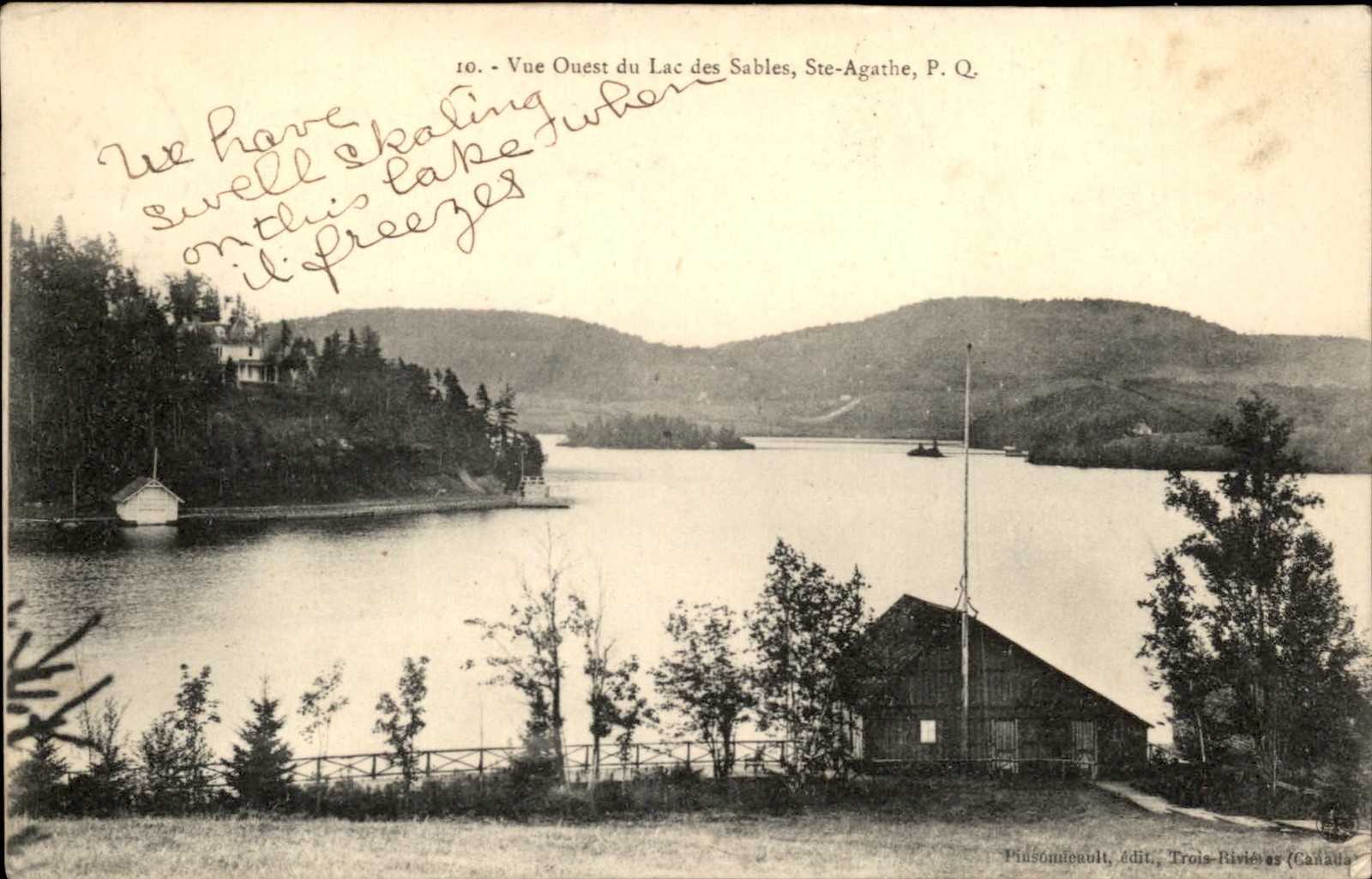 St Agathe des Monts Quebec Lac Aux Sables Lake Cabin c1900-20s Vintage Postcard