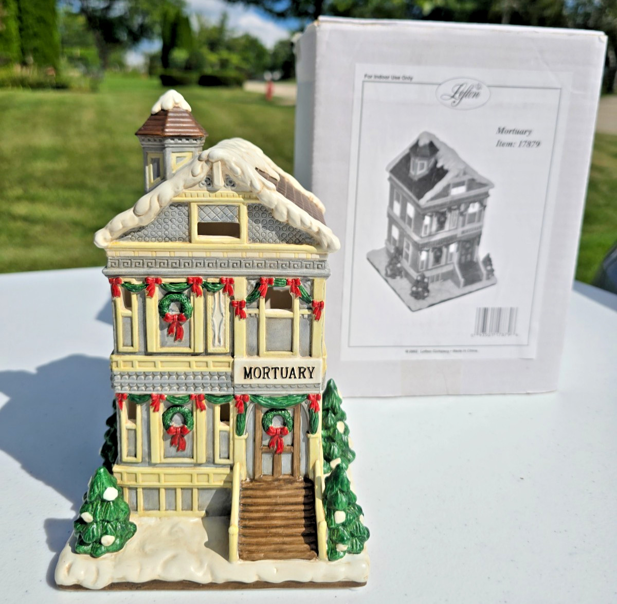 VERY RARE Lefton MORTUARY Christmas Halloween Village Lighted House in Box 2003