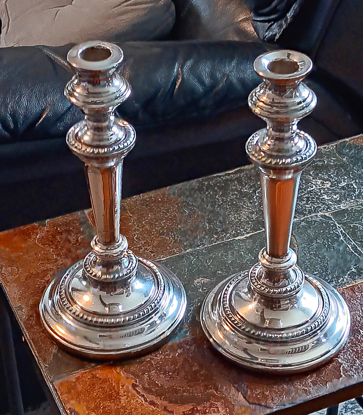 Stunning Vintage Silver-plate WEIGHTED Candle Holders Pair (2). Stunning Vintage Silver-plate WEIGHTED Candle Holders Pair (2).