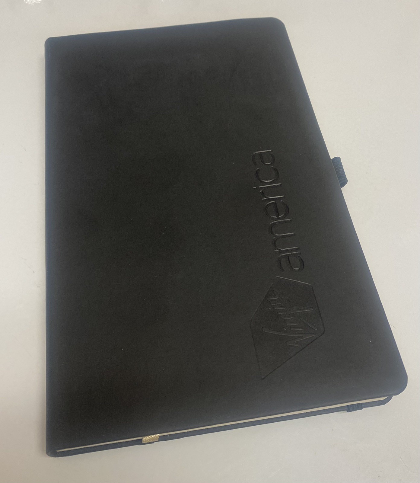 Virgin America Black Leatherette Journal – Embossed Logo 8-1/4” x 5-1/8” ✈️