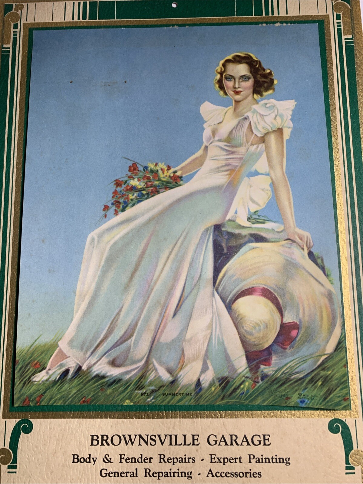 1938 Pin Up Vargas Girl Beauty Art Deco Calendar Brownsville Washington Auto Rep 1938 Pin Up Vargas Girl Beauty Art Deco Calendar Brownsville Washington Auto Rep