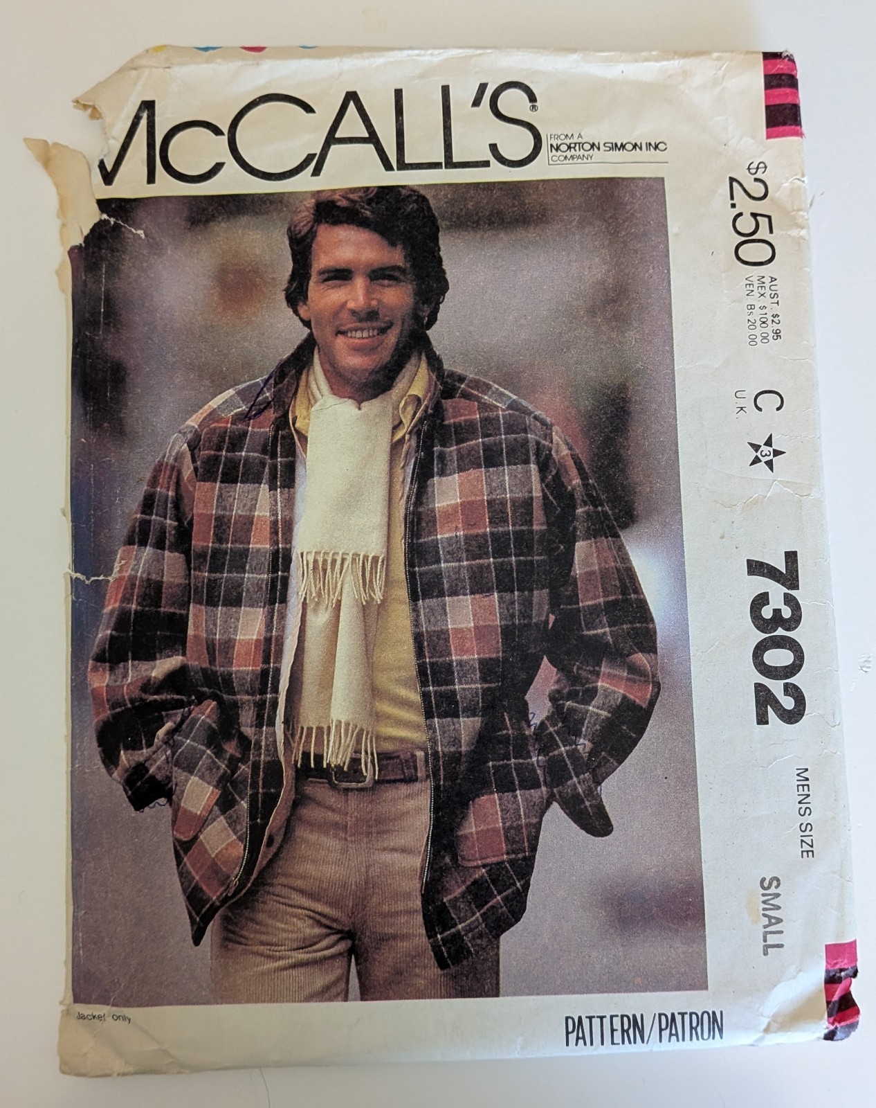 McCall\'s 7302 Men\'s Jacket Pattern Size Small