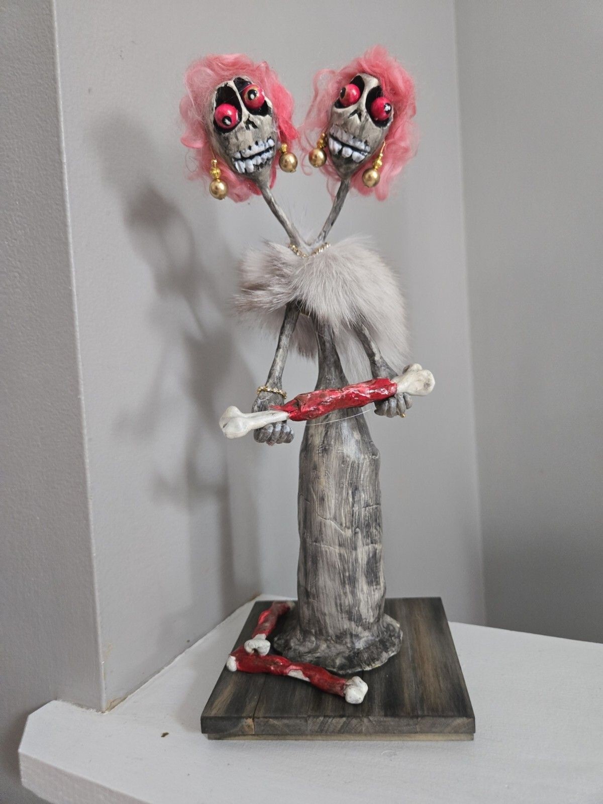OOAK Creepy Oddity Art Doll 2 Headed Deb Spooky Skeleton Ghost Ghoul OOAK Creepy Oddity Art Doll 2 Headed Deb Spooky Skeleton Ghost Ghoul