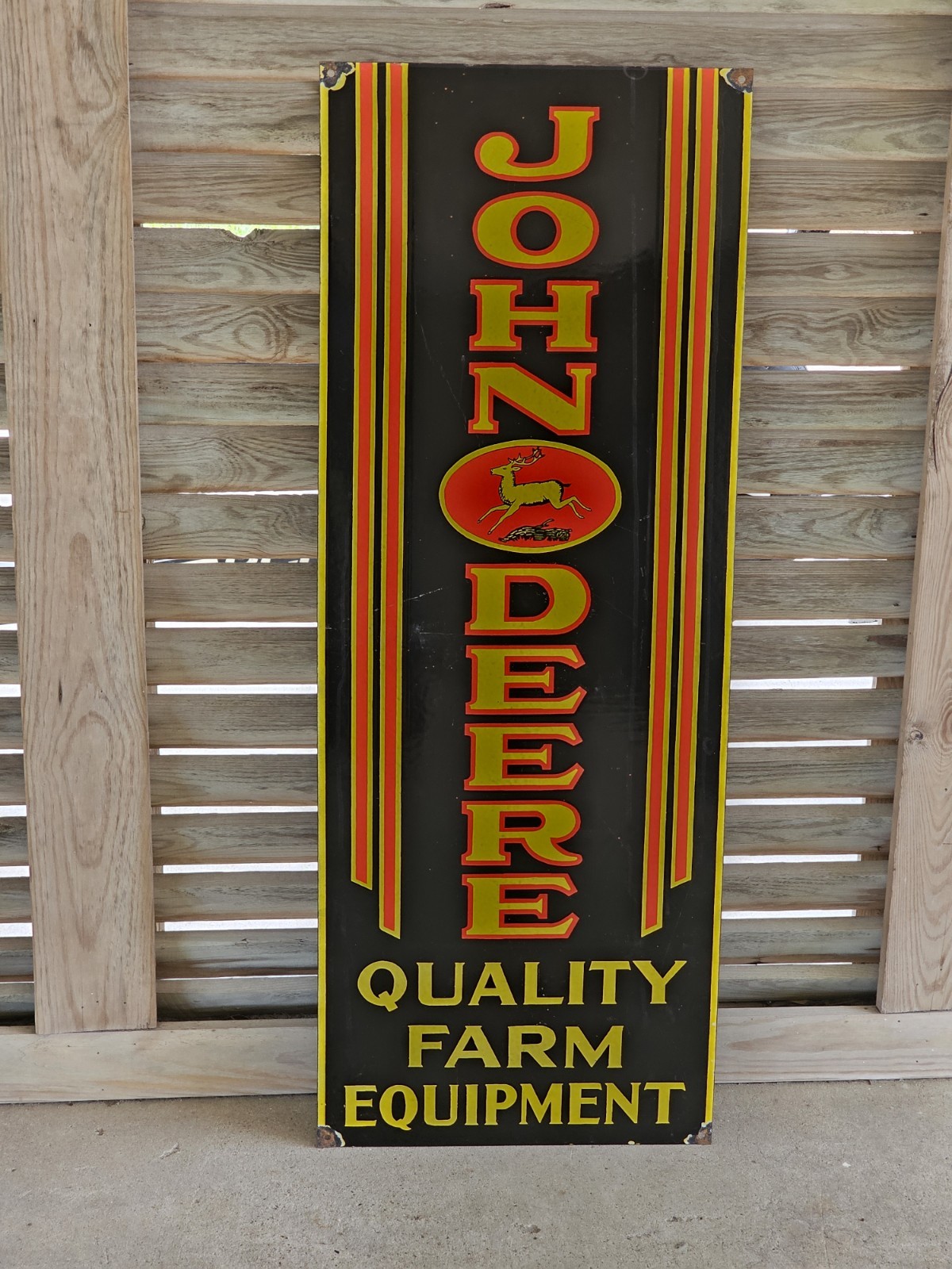 GIANT VINTAGE JOHN DEERE PORCELAIN SIGN QUALITY FARM TRACTOR EQUIPMENT 48 X 18 GIANT VINTAGE JOHN DEERE PORCELAIN SIGN QUALITY FARM TRACTOR EQUIPMENT 48 X 18