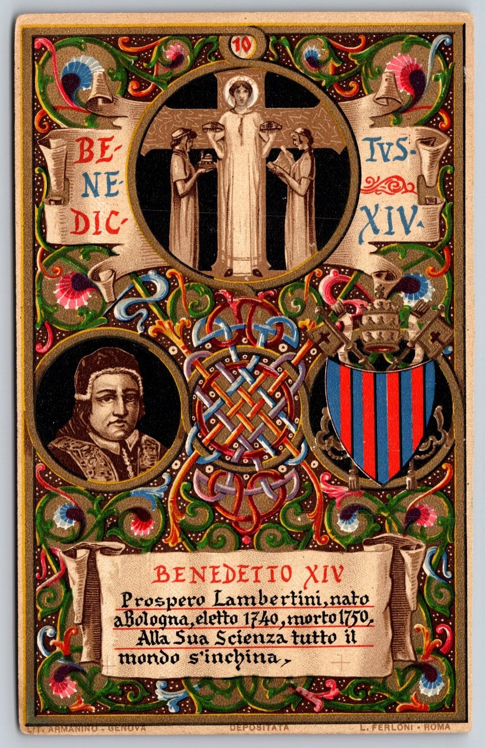 Pope Benedict XIV Prospero Lambertini Papal Art Nouveau Postcard c.1900 F405 Pope Benedict XIV Prospero Lambertini Papal Art Nouveau Postcard c.1900 F405