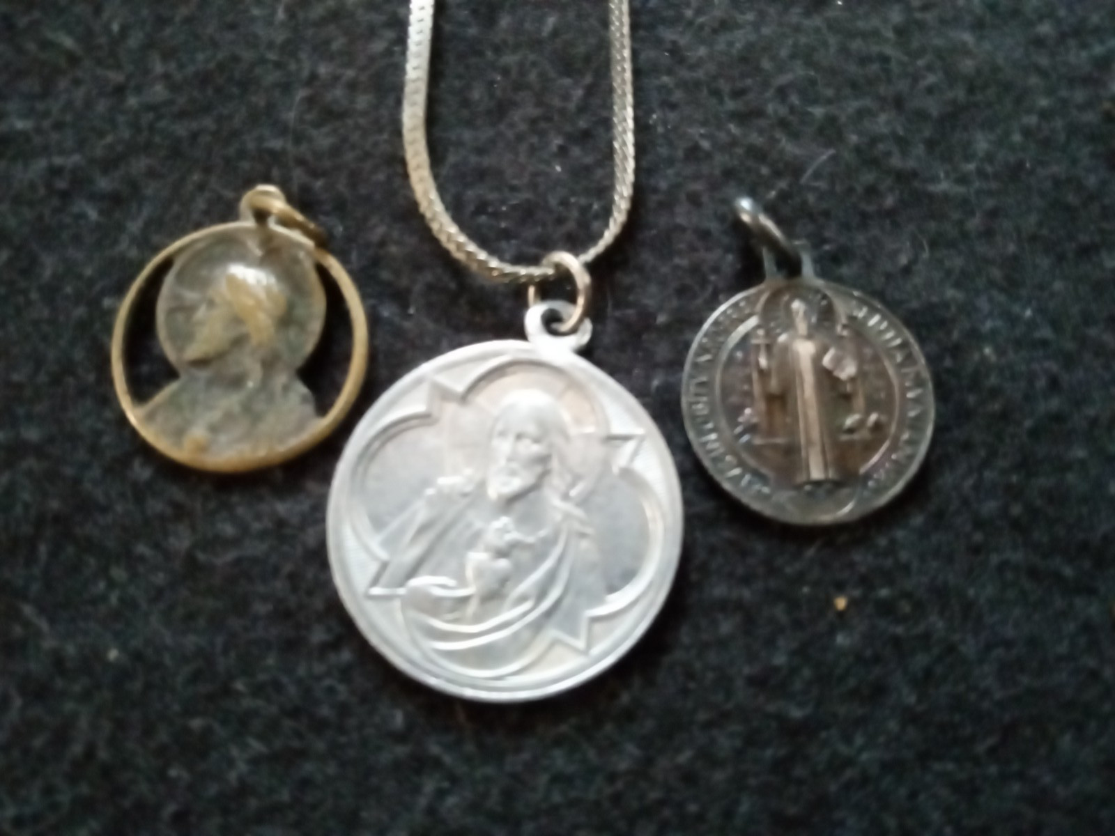 St. Michael - Sacred Heart of Jesus - 3 vintage religious necklaces