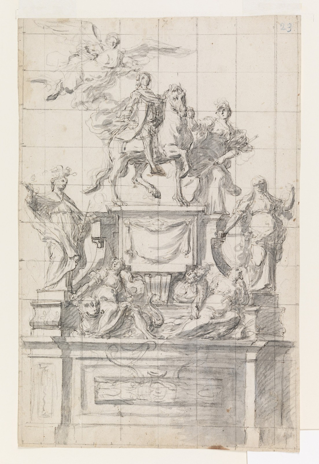 De Caro Monument Emperor Charles VI Naples Vintage Design Reprint Wall Art