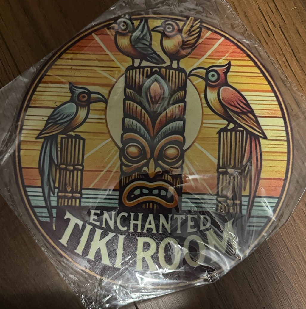 Retro Disney Enchanted Tiki Room Circular Tin Sign. ~8x8 1 Retro Disney Enchanted Tiki Room Circular Tin Sign. ~8x8 1