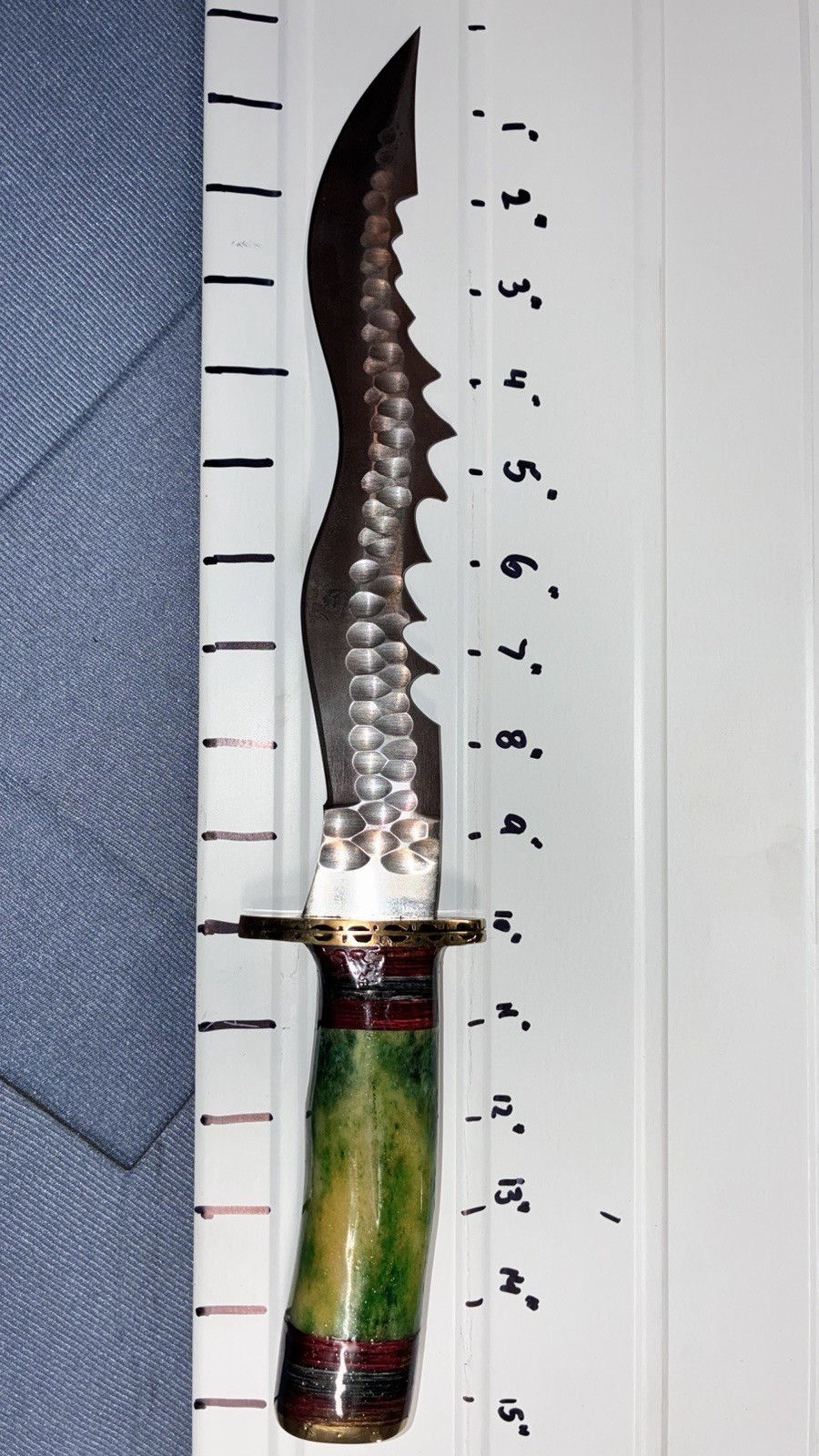 Handmade Fantasy Knife Bowie Scaled With Sheath 15” Handmade Fantasy Knife Bowie Scaled With Sheath 15”