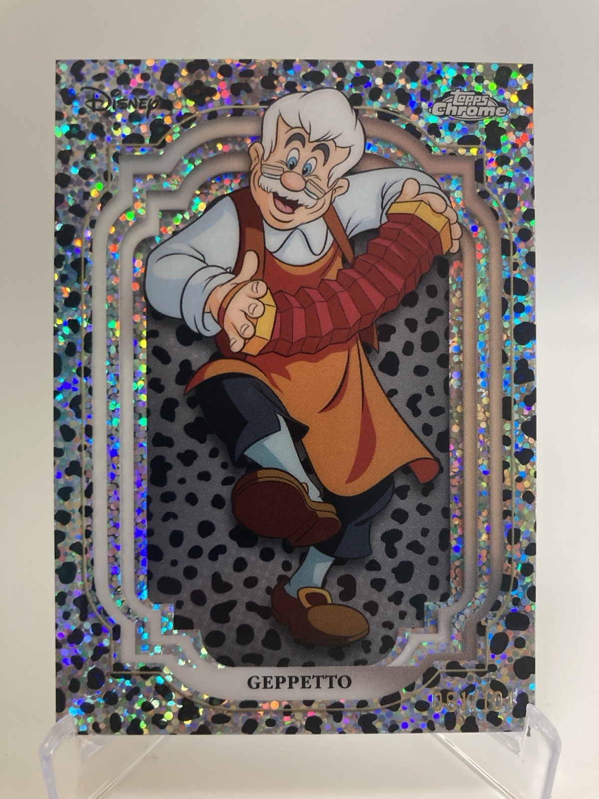 2024 Topps Chrome Disney Geppetto Black and White Speckle #/101 Pinocchio 2024 Topps Chrome Disney Geppetto Black and White Speckle #/101 Pinocchio
