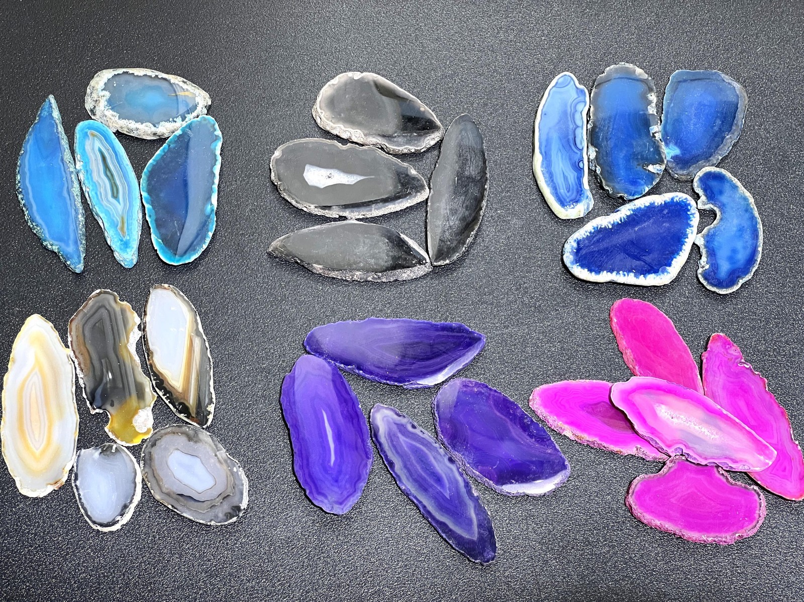 Small Oval Agate Slices (10 Pc Sets)(1-1.5 Inches) Blue Purple Pink Brown