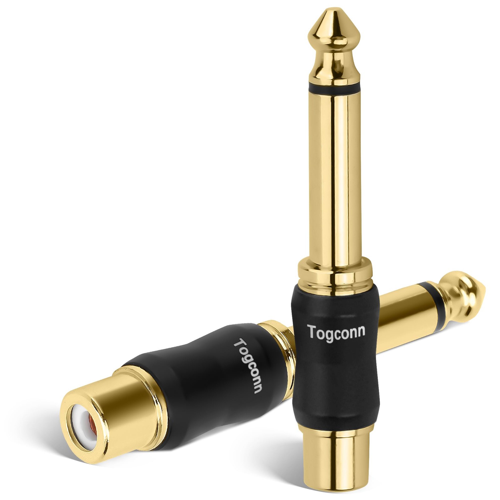 RCA to 1/4 Inch Adapter 2 Pack, 6.35mm Quarter Inch TS Mono Male to RCA Female J
