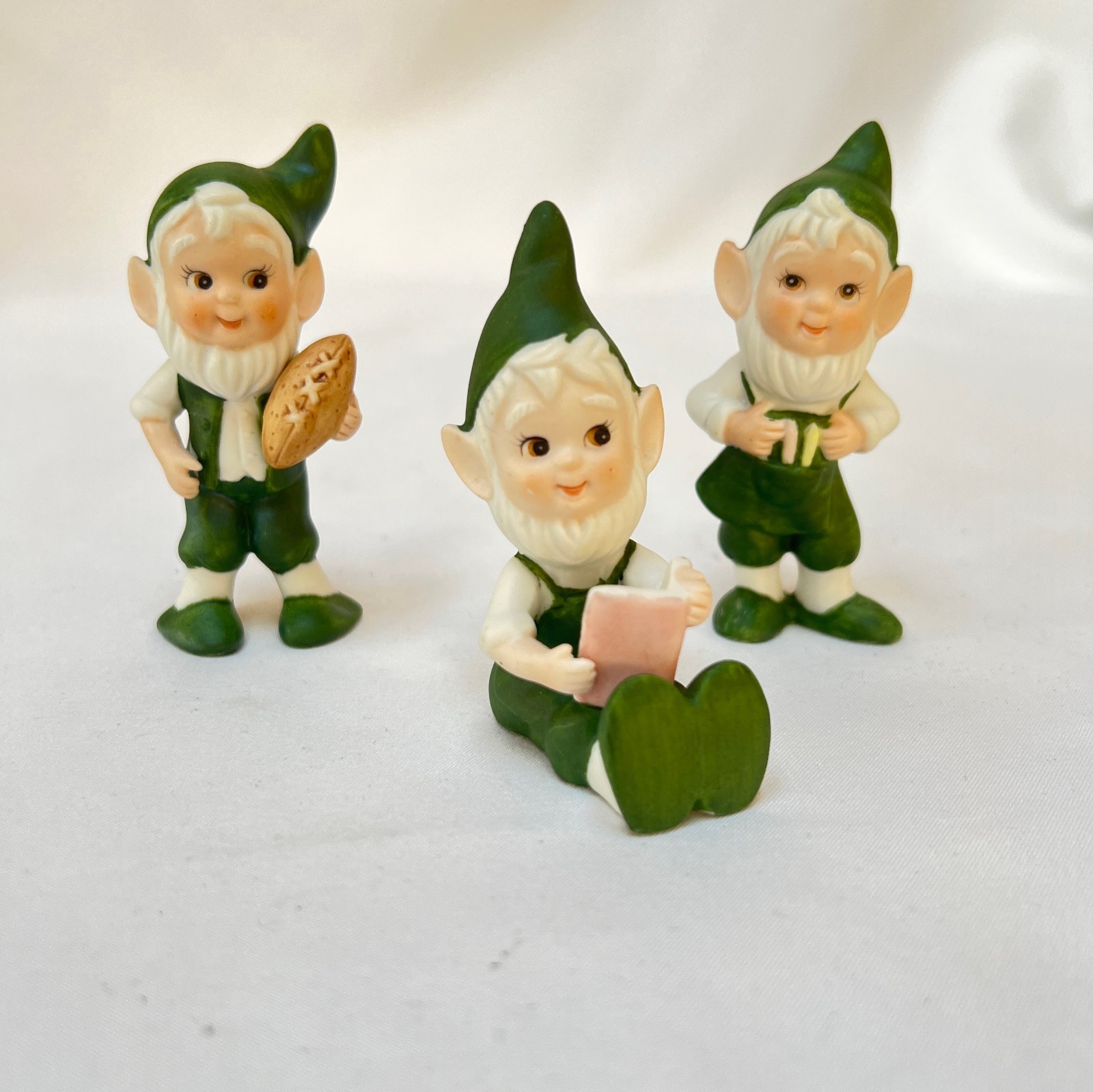 Vintage Lefton Set of 3 Irish Leprechaun Elf Figurines St Patrick\'s Day or Xmas