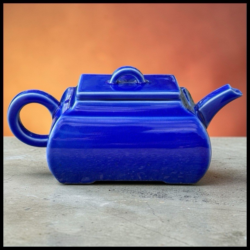French Mariage Freres Theiere Mandarins Cobalt Bleu Stoneware Ceramic Teapot
