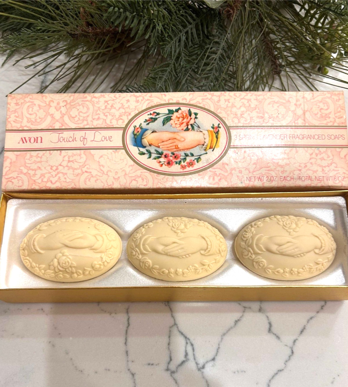 Vintage Avon 1975 Touch Of Love Spring Lavender Fragranced Soaps NOS w/Box