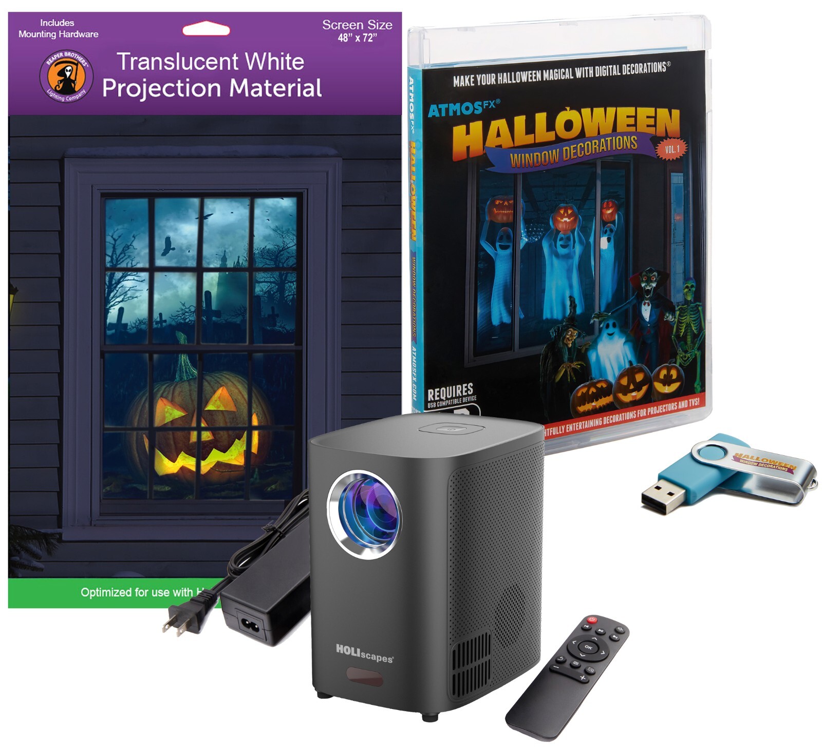 AtmosFX Digital Decoration Kits - Videos, Screen & Projector included AtmosFX Digital Decoration Kits - Videos, Screen & Projector included