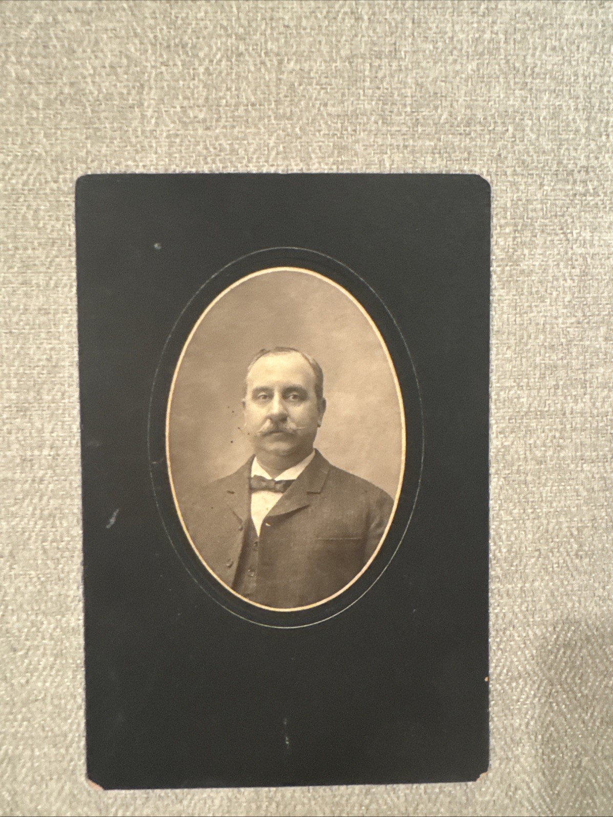 Antique Cabinet Card Portrait of Mustached Man, Circa 1890s–Early 1900s Antique Cabinet Card Portrait of Mustached Man, Circa 1890s–Early 1900s