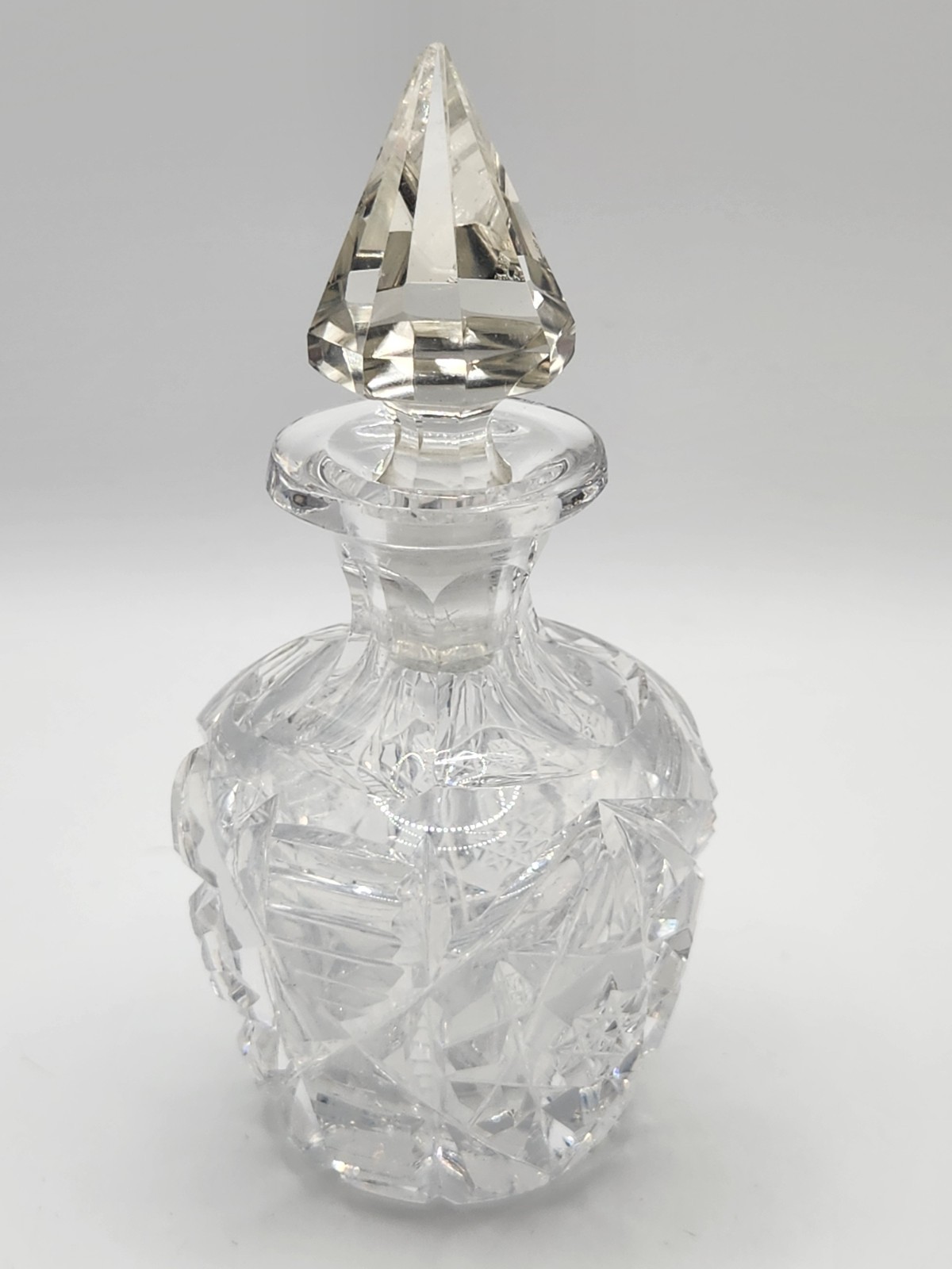 Hawks-American Brilliant Period ABP Cut Glass Perfume Bottle-C. 1905 Signed