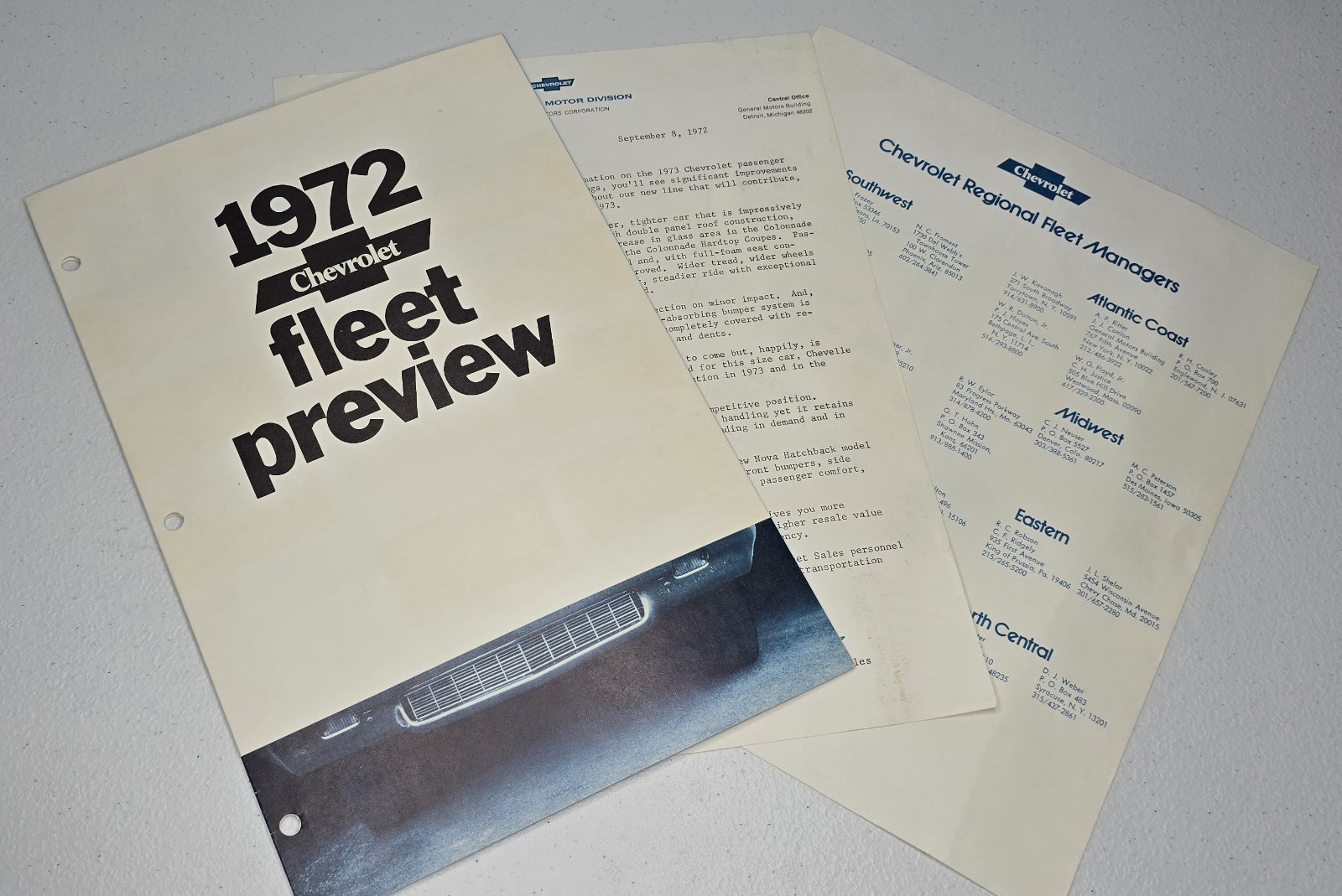 1972 Chevrolet Chevy Fleet Preview Dealer Exterior Colors & Interior Fabrics 