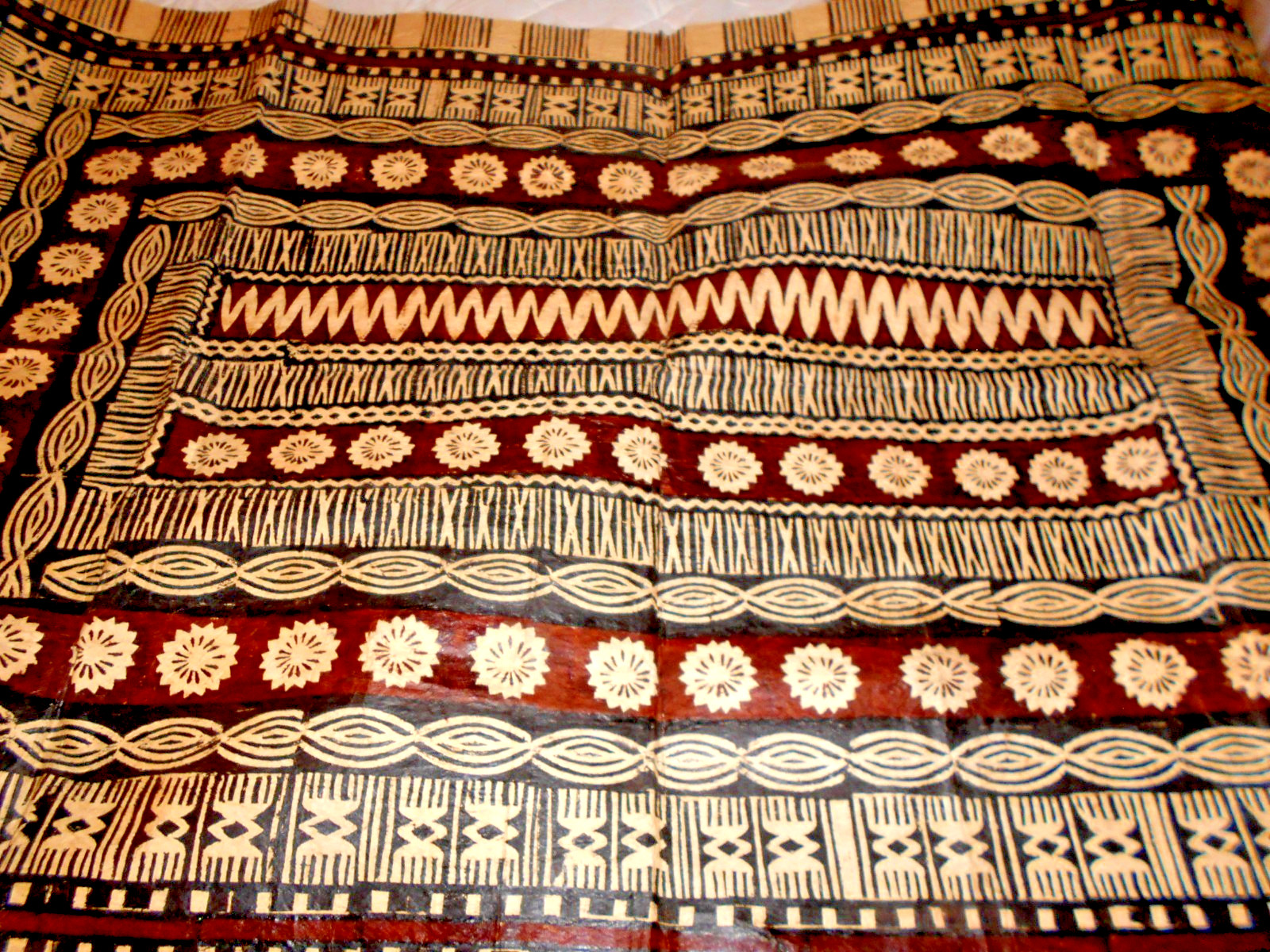 VINTAGE TAPAS CLOTH HANDMADE FROM TREE BARK TONGA ISLANDS 70 X 42 INCH