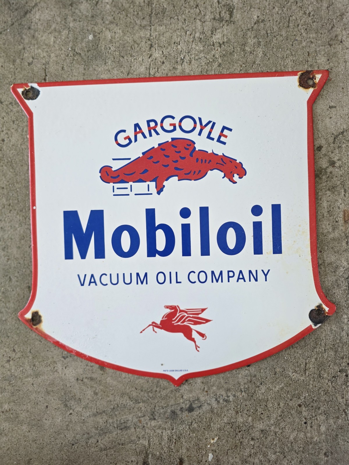 Vintage Porcelain Mobiloil GARGOYLE Pegasus Gas Pump Plate Sign 12 Vintage Porcelain Mobiloil GARGOYLE Pegasus Gas Pump Plate Sign 12
