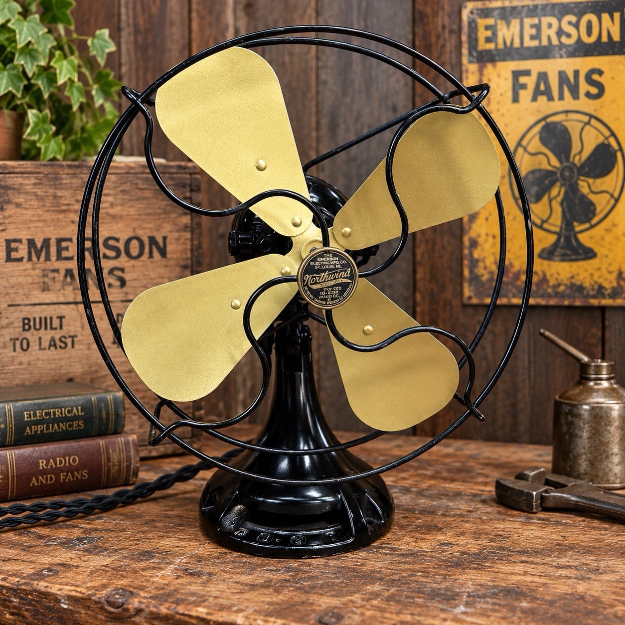 Antique Emerson Northwind 10” Blade 450 3 Speed Oscillating Electric Fan Vintage