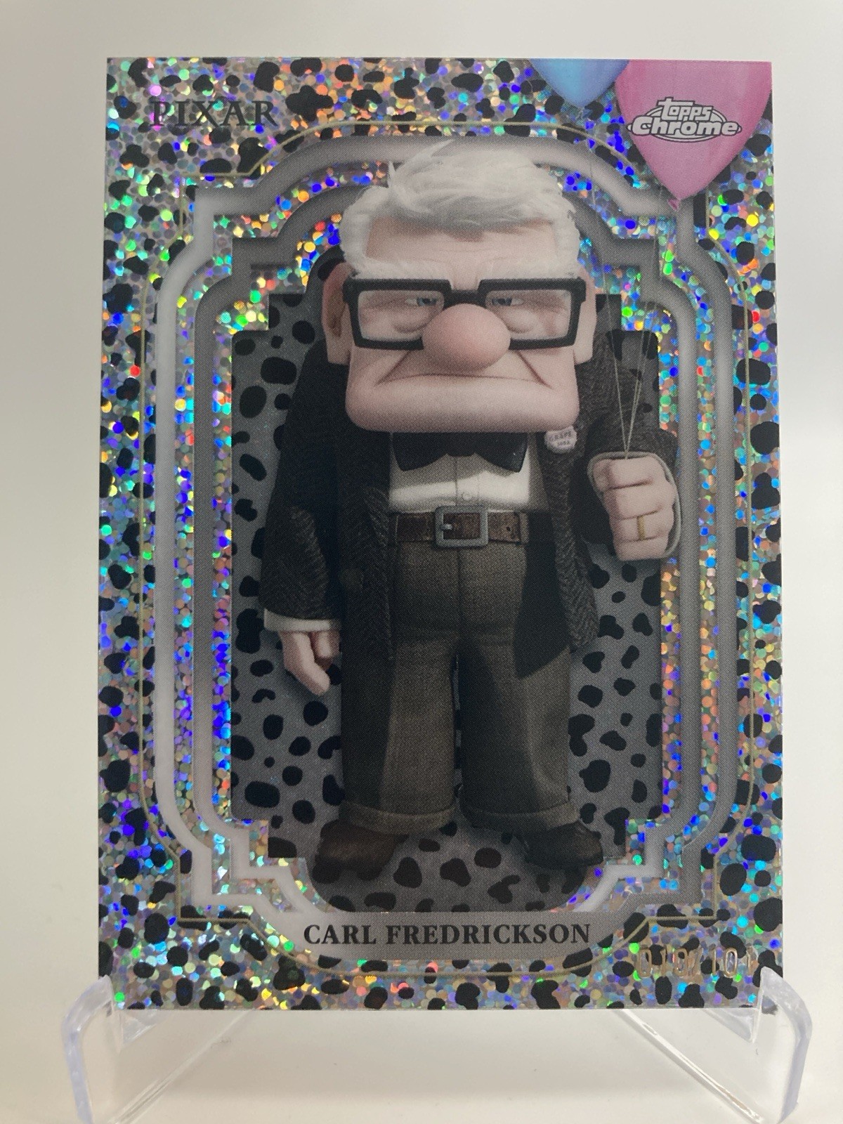 2024 Topps Chrome Disney Carl Fredrickson #134 Black & White Speckle /101 2024 Topps Chrome Disney Carl Fredrickson #134 Black & White Speckle /101