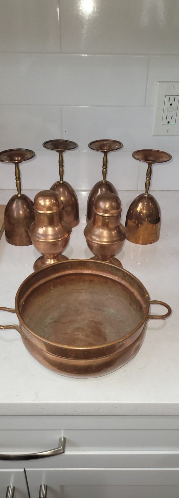 7-PIECE VINTAGE DUTCH COPPER ENTERTAINING LOT