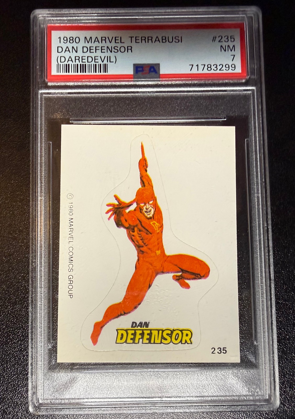 1980 Marvel Terrabusi Daredevil Sticker #235 PSA - 7 N. Mint-RARE-Dan Defensor