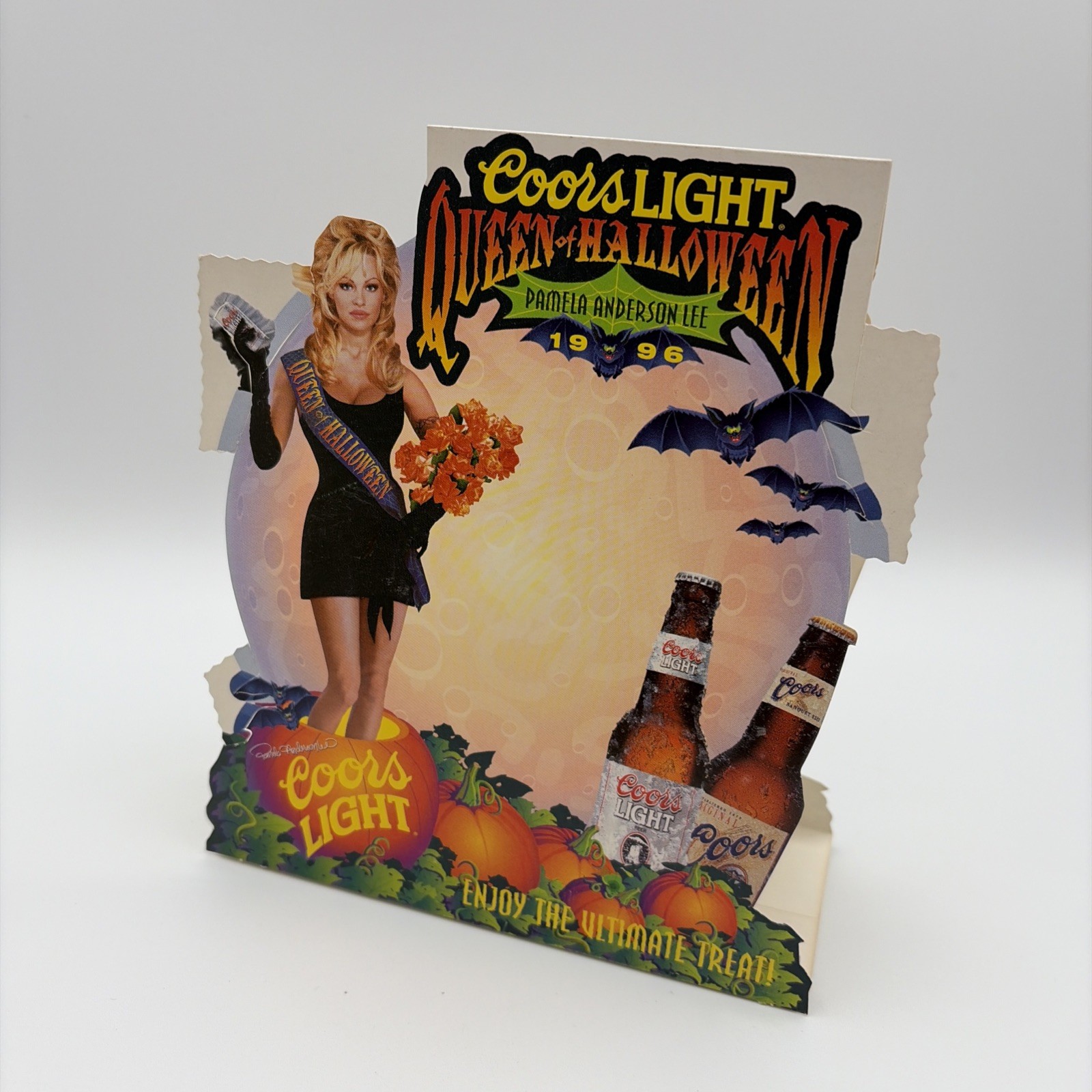 1996 Coors Light Beer Pam Anderson Queen of Halloween Standup Table Tent