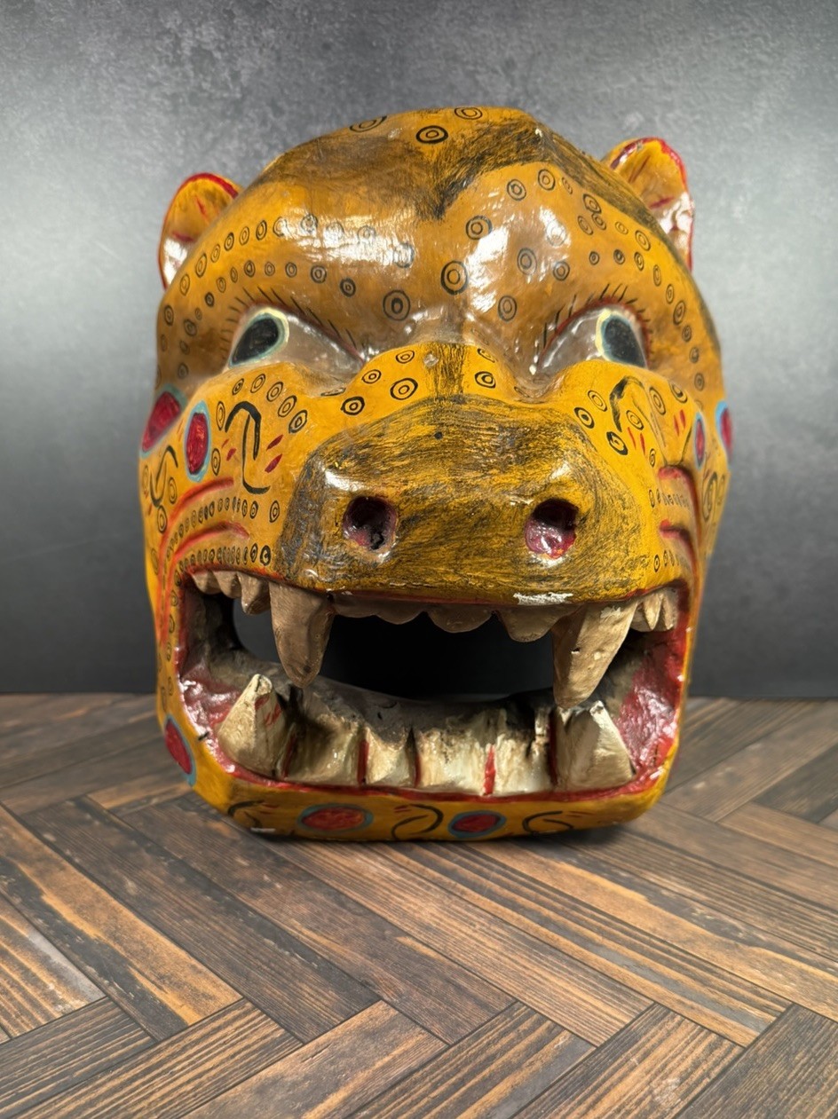 Vintage Mexican Guerrero Jaguar Tigre Dance Mask Wood Folk Art Olinala 13” Vintage Mexican Guerrero Jaguar Tigre Dance Mask Wood Folk Art Olinala 13”