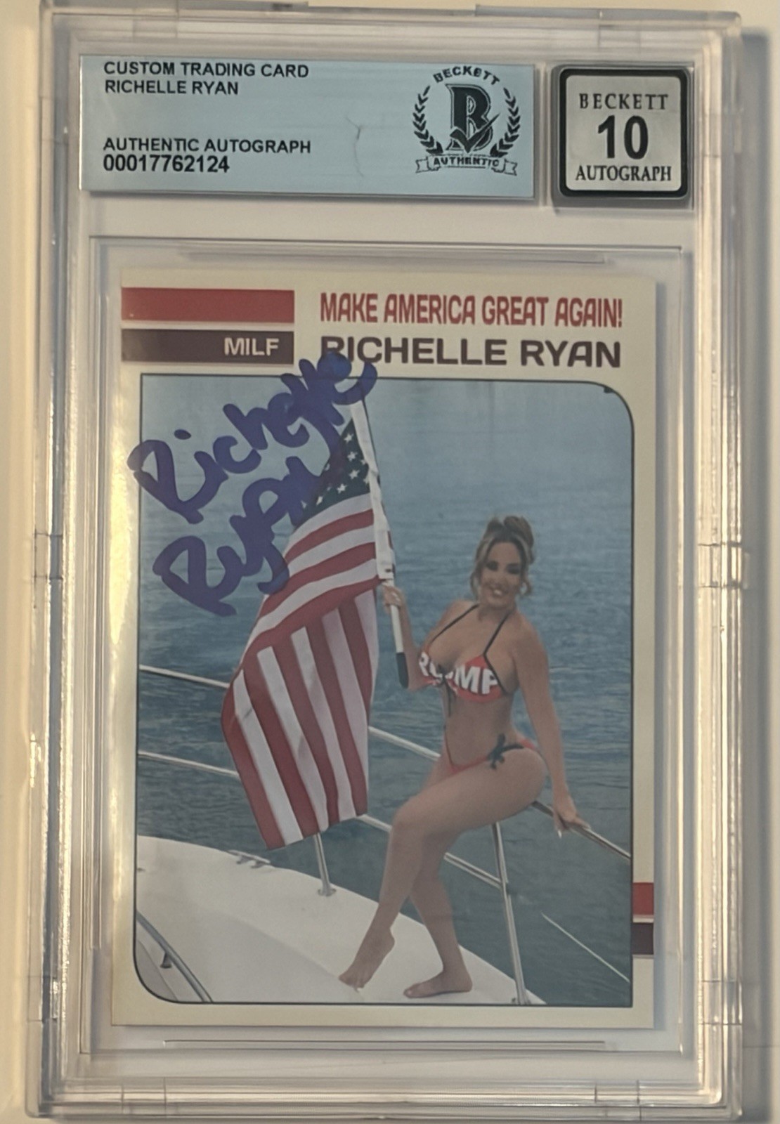 Richelle Ryan Signed Trading Card Beckett Encapsulated Autograph Grade 10 MAGA Richelle Ryan Signed Trading Card Beckett Encapsulated Autograph Grade 10 MAGA