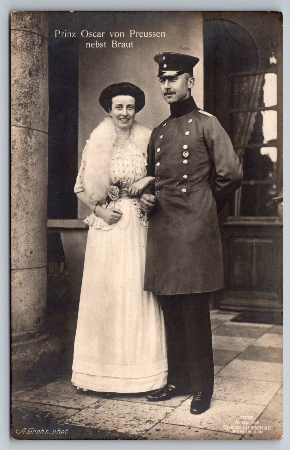 RPPC Prince Oscar of Prussia & Bride Countess Ina Marie Wedding 1914 Berlin