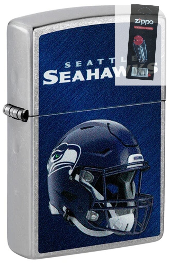 Zippo 48447 NFL Seattle Seahawks Helmet Lighter + FLINT PACK