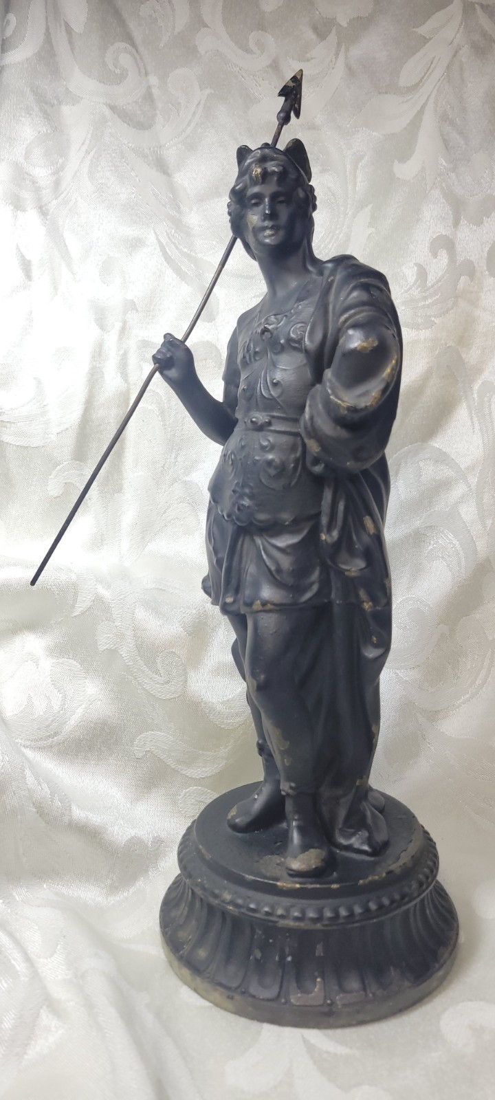 Antique 19thC French Spelter Statue of Mars Roman God of War Neoclassical 14