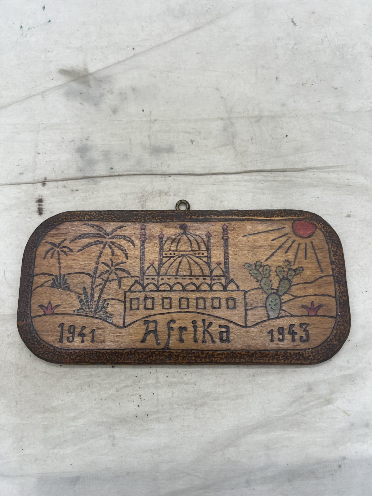 WW2 US Prisoner Of War POW Africa Souvenir Carved Wood Named (JJ557 WW2 US Prisoner Of War POW Africa Souvenir Carved Wood Named (JJ557