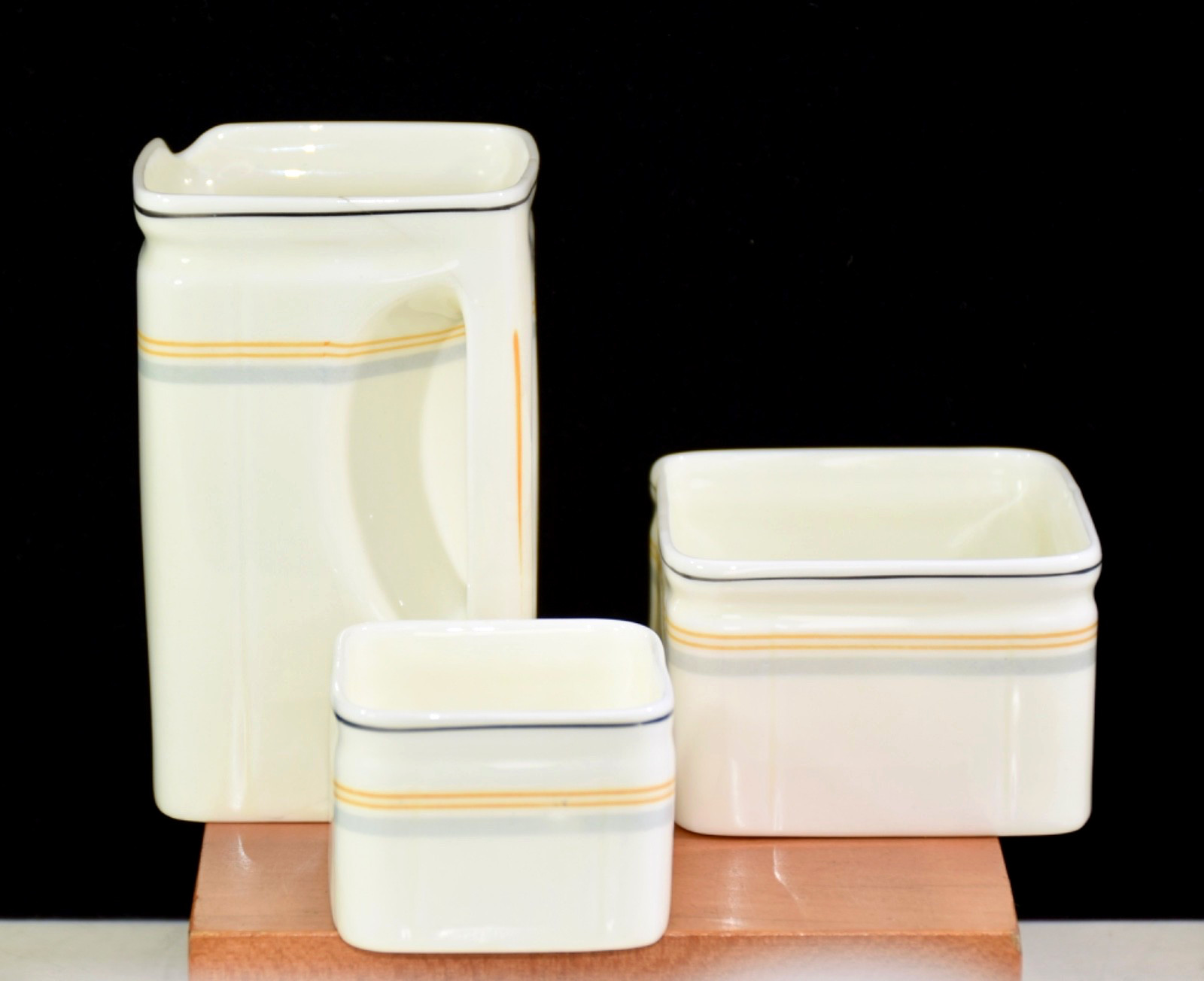 Vtg. Cunard Steam-Ship Co. Foley Bone China Set of 3 Creamer Sugar Teabag Dishes
