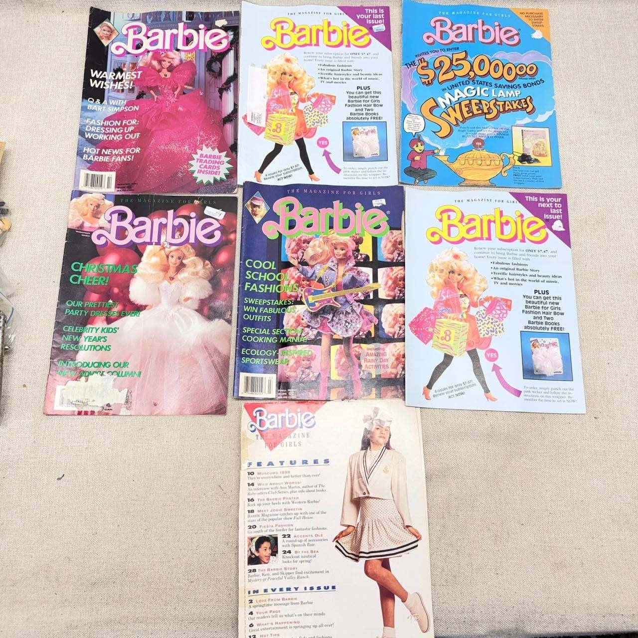Vintage Barbie The Magazine for Girls Lot of 7 Issues 1990-1991 Fashion Dolls