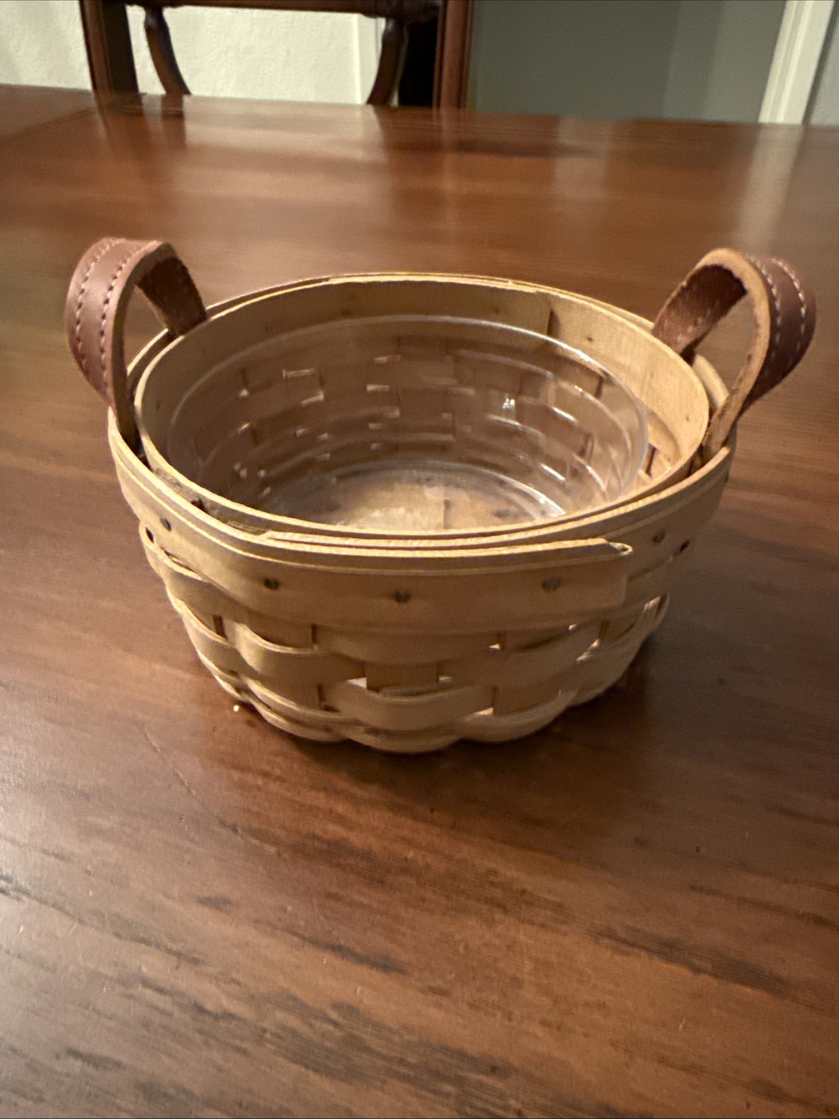 Longaberger Handwoven 5.5in Round Basket Swing Handles, Protector. USA Made