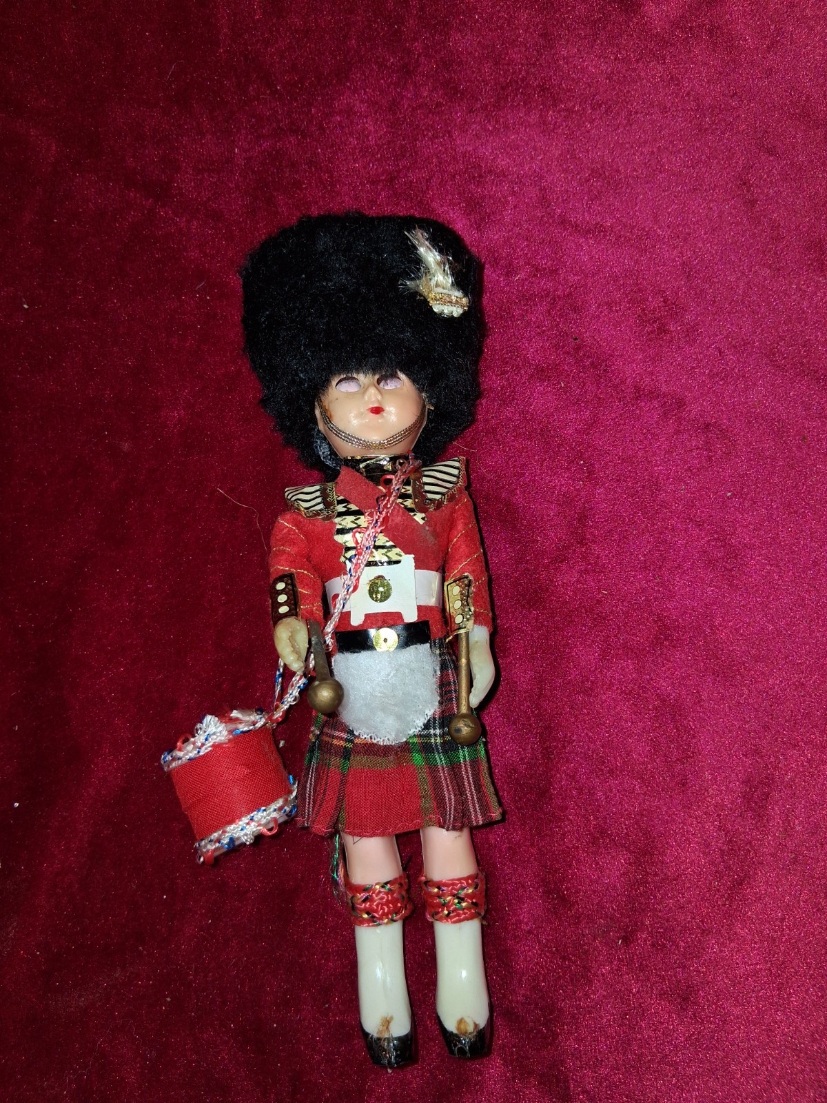 Vintage Scottish Drummer Doll in Original Tube - Royal Guard / Highland Drummer