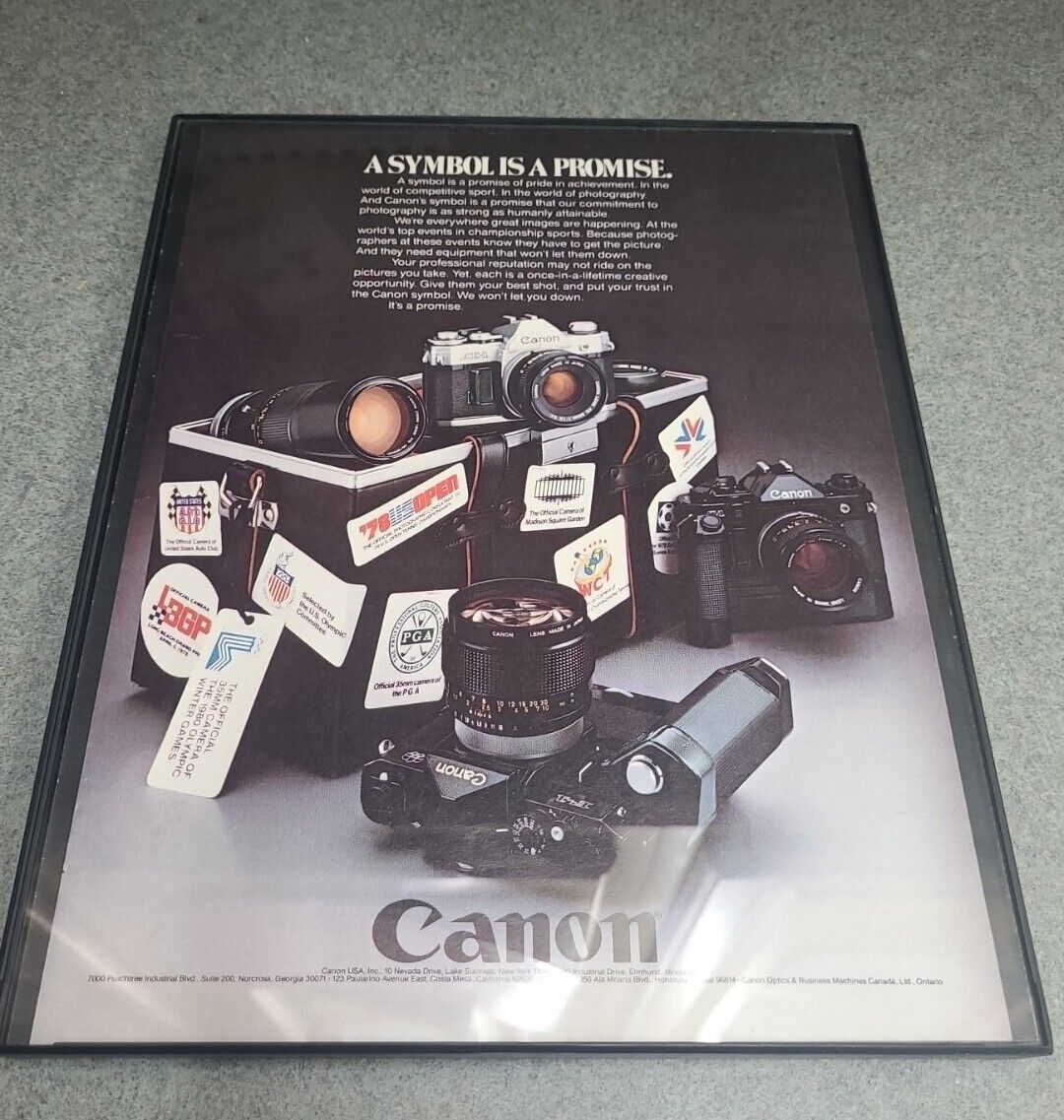 Canon Camera Print Ad 1979 A Symbol Is A Promise Framed 8.5x11 