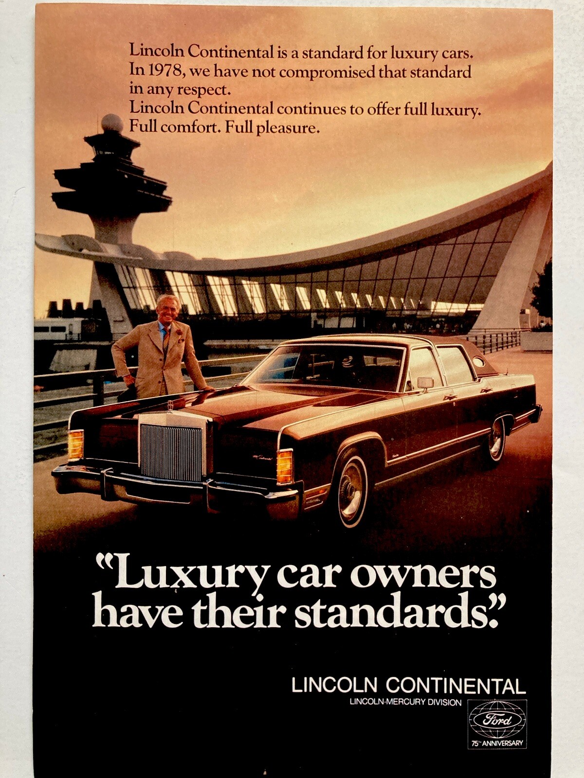 1978 Lincoln Continental Print Ad Luxury Standards