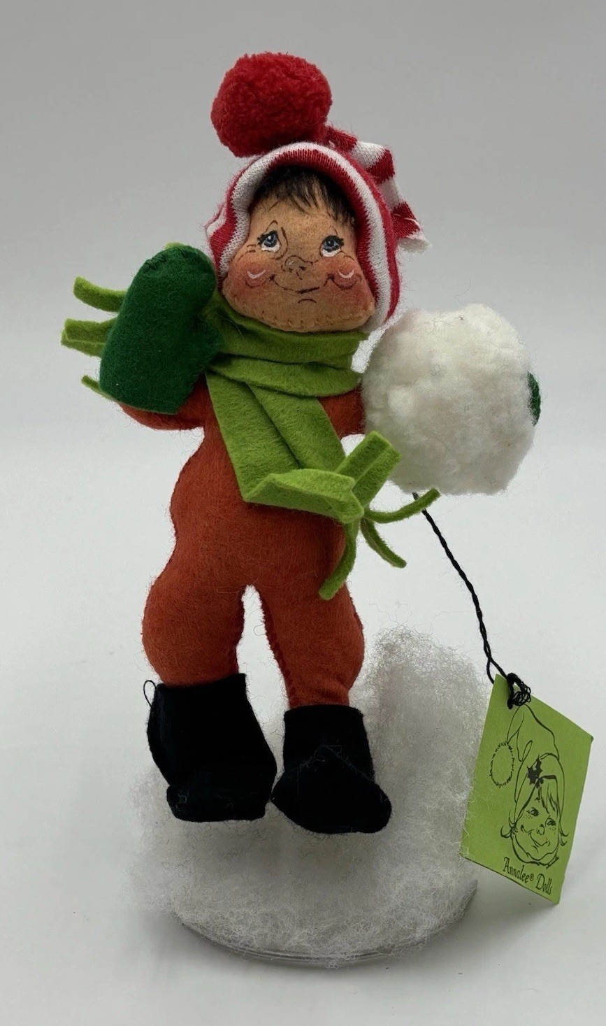 Vintage 1983 Annalee Snowball Fight Boy Doll Wire Base Collectible with Tag Vintage 1983 Annalee Snowball Fight Boy Doll Wire Base Collectible with Tag