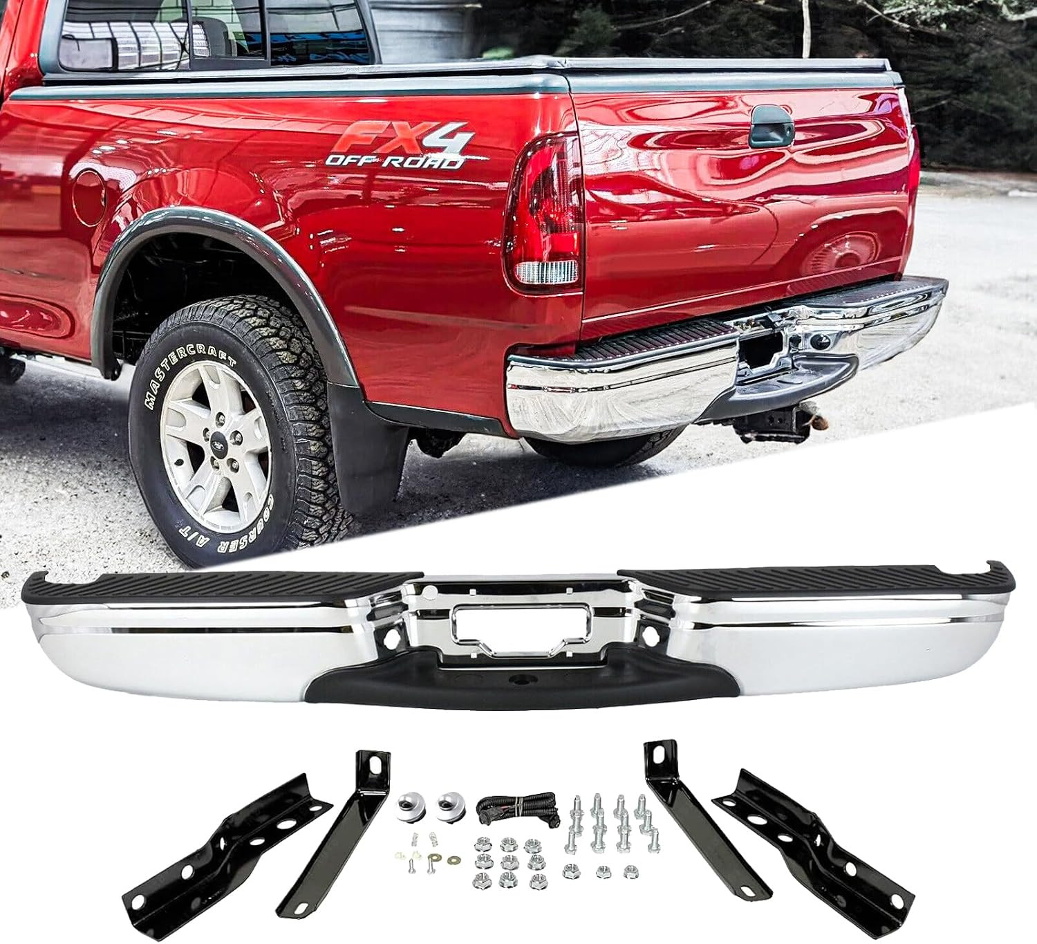 Rear Bumper Assembly Step Bumper Compatible with 1997 1998 1999 2000 2001 2002 2
