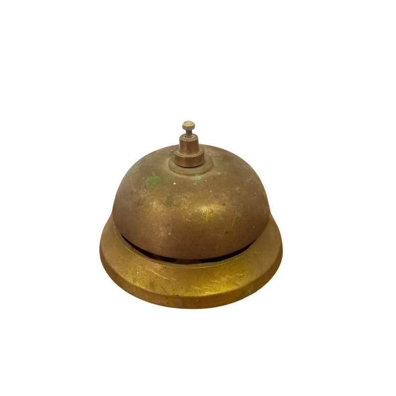 Victorian Brass Antique Heavy Courtesy Counter Top Bell, Reception Desk Bell