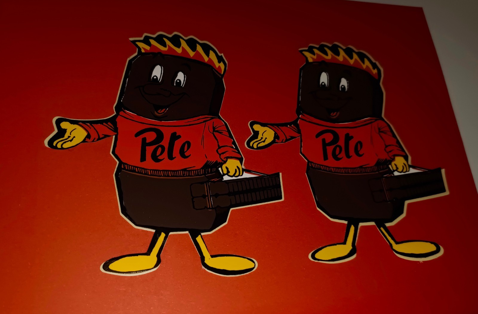 Vintage Pete The Peat Bog Mascot Stickers Lot of 2 Rare Retro Fuel Advertising