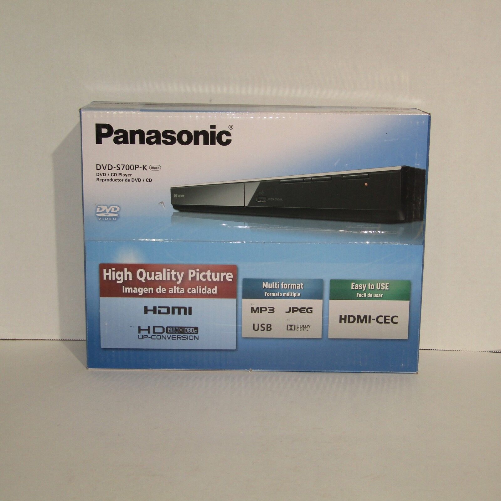 Panasonic DVD-S700P-K DVD/CD Player Black USB HDMI-CEC HD Up-Conversion MP3 JPEG